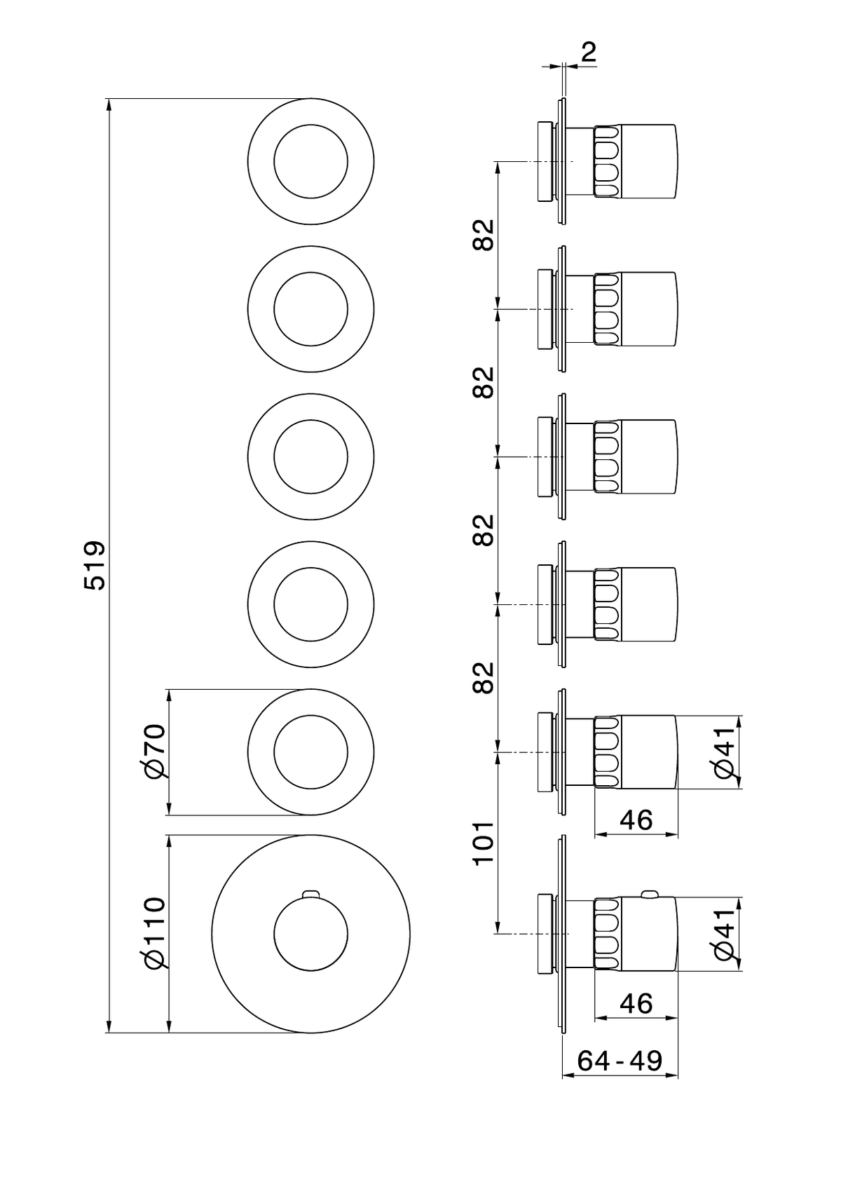 Newform 73411E - disegno tecnico