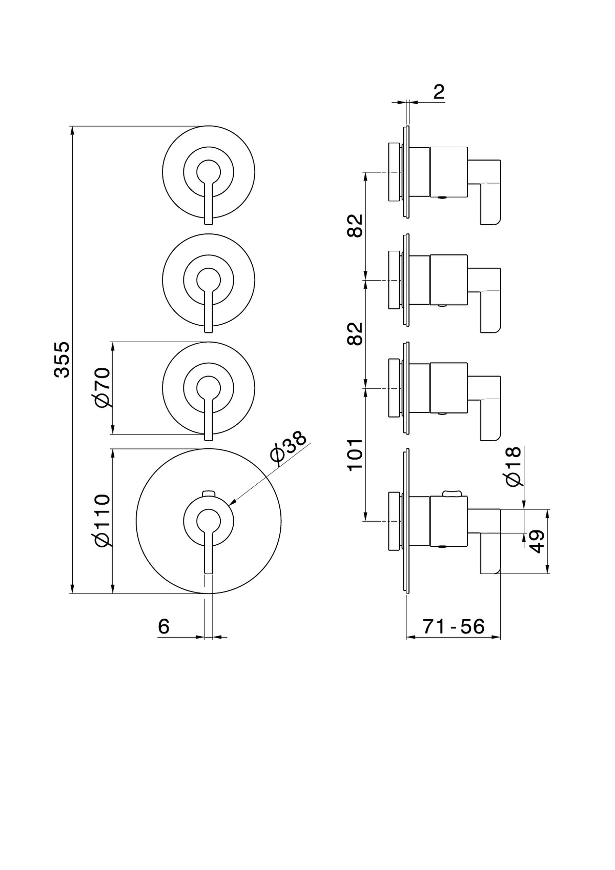 Newform 73430E - disegno tecnico