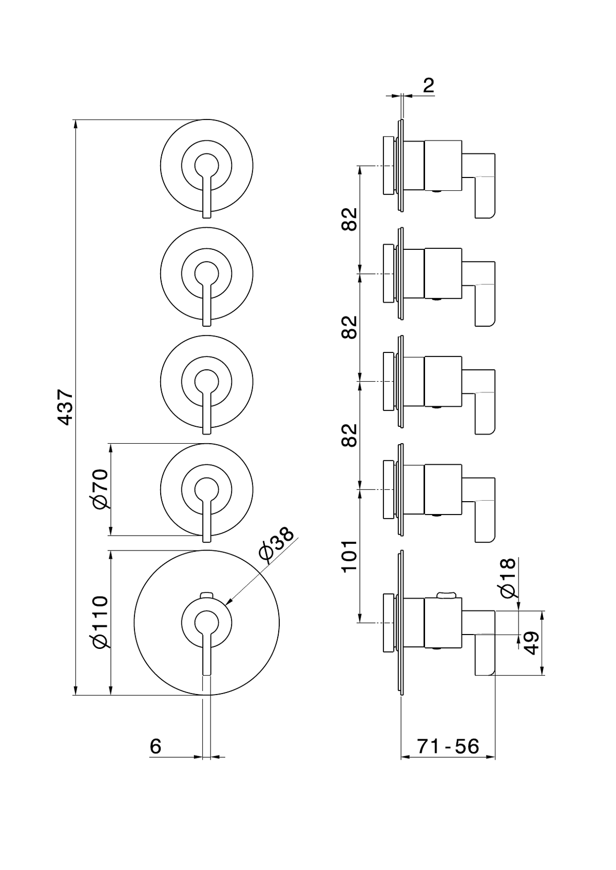 Newform 73431E - disegno tecnico