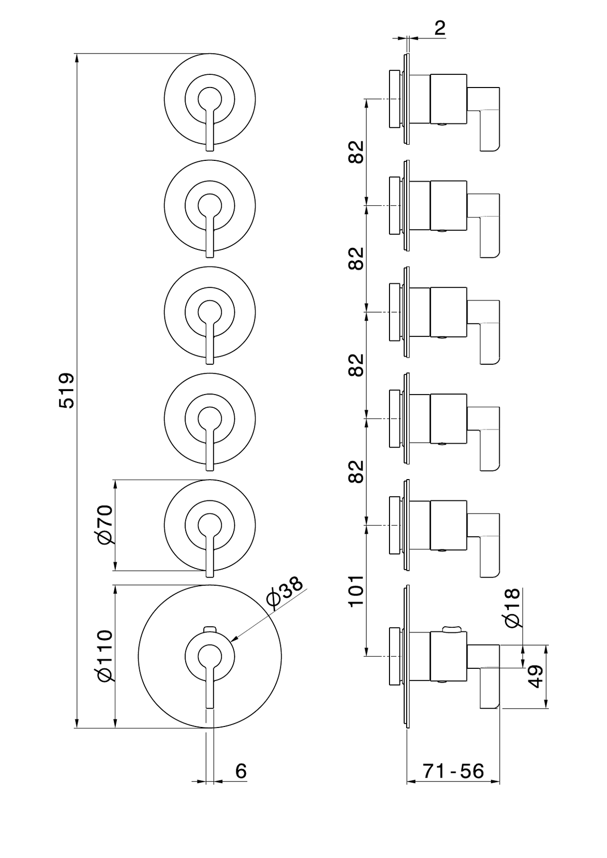 Newform 73432E - disegno tecnico