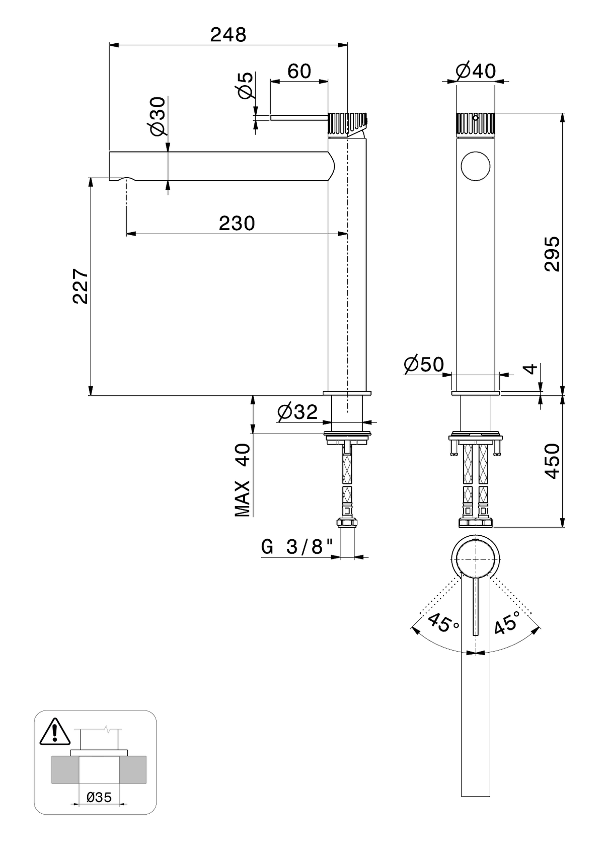 Newform 74100X - disegno tecnico