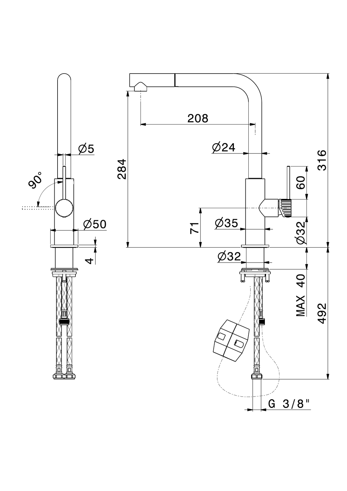 Newform 74125X - disegno tecnico