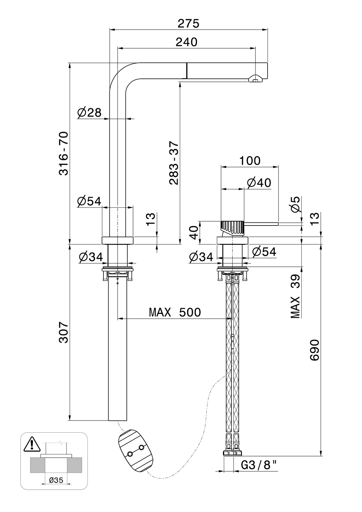 Newform 74135X - disegno tecnico