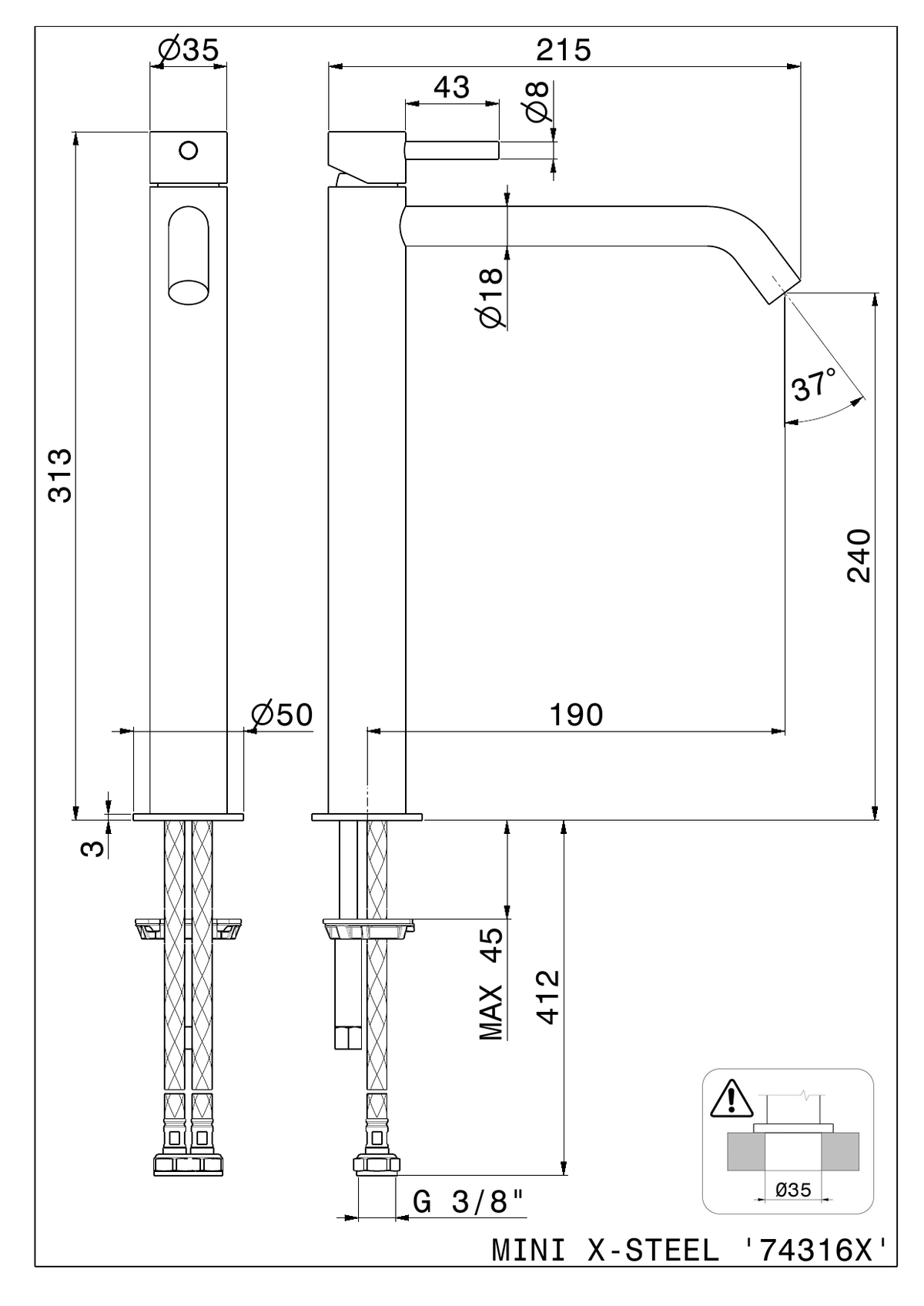 Newform 74316X - disegno tecnico
