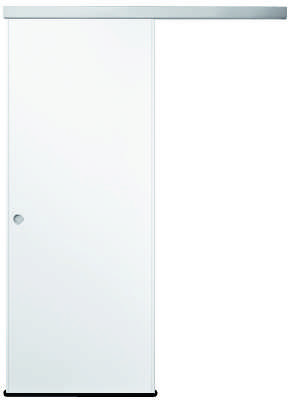 Portalacasa Bianco HD: scorrevole esterno muro su binario. Immagine ufficiale dell'apertura dal catalogo.
