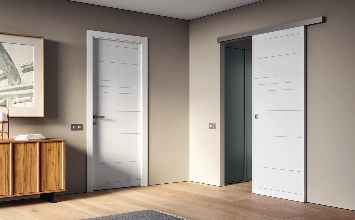 Porta interna Portalacasa Cross Pro - Bianco Laccato nell’ambientazione del catalogo