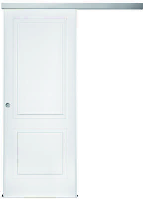 Portalacasa Style Pro: scorrevole esterno muro su binario. Immagine ufficiale dell'apertura dal catalogo.