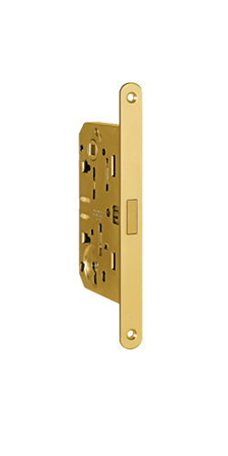 Kit serratura battente magnetica chiave oro lucido con controplacca e chiave. Foto ufficiale Portalacasa.