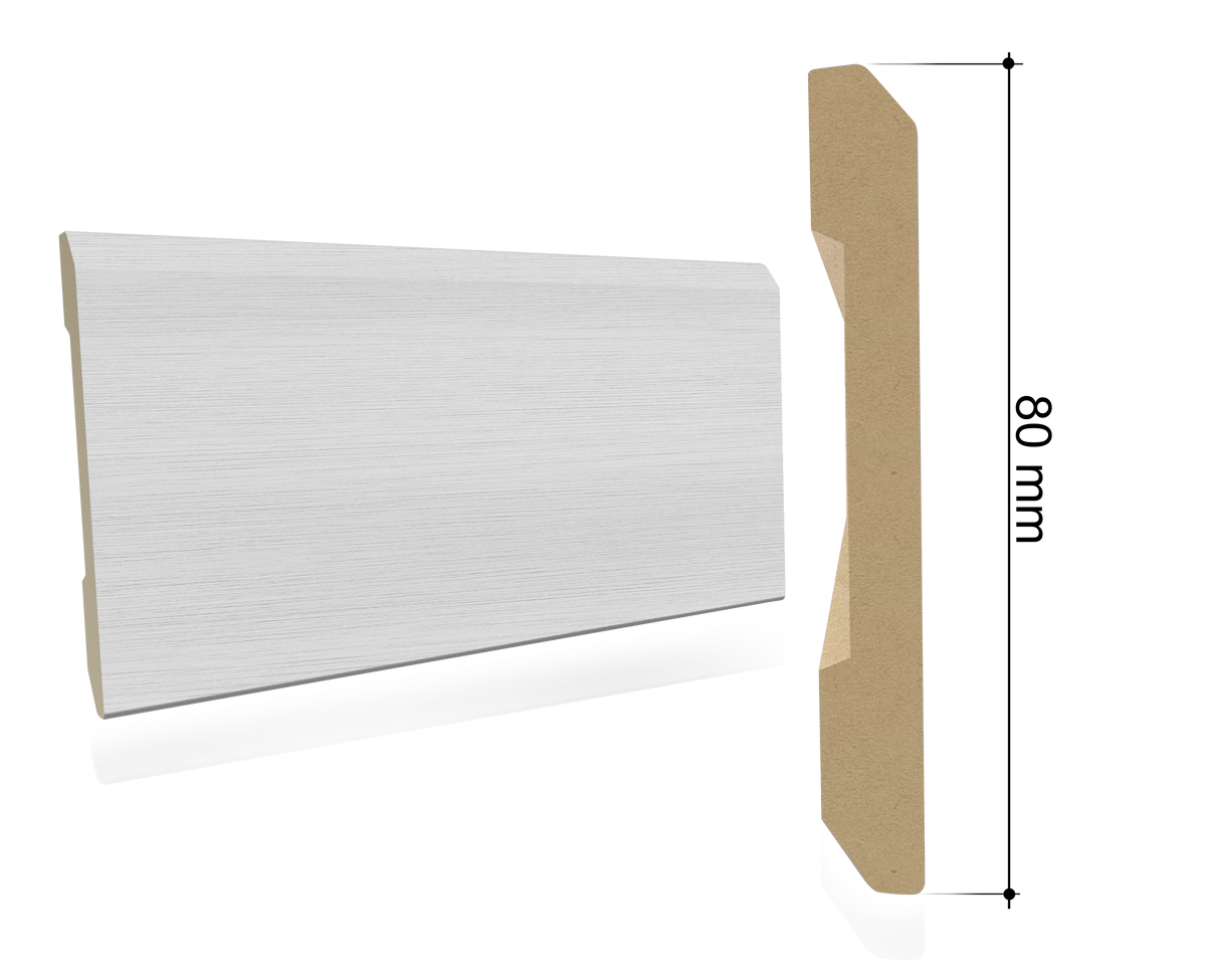Kit 5 pezzi battiscopa b8 80x10x2250 mm. idro latte. Foto ufficiale Portalacasa.