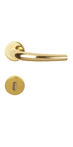 Maniglia linea oro lucido rosetta tonda. Foto ufficiale Portalacasa.
