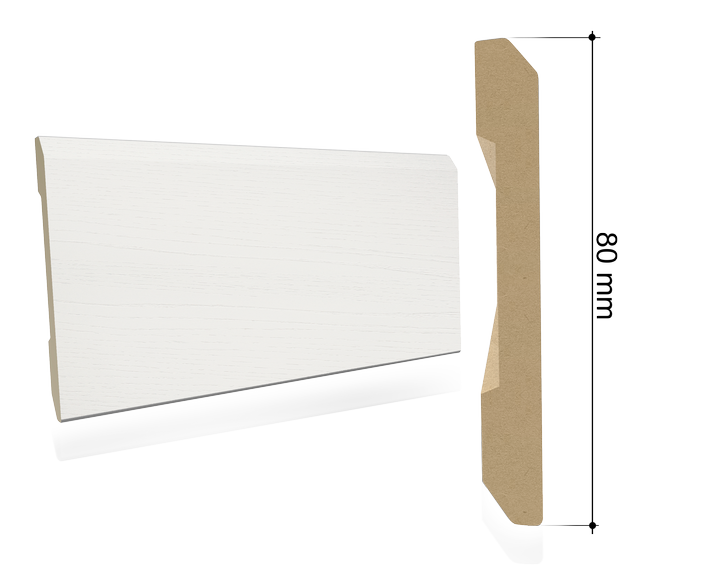 Kit 5 pezzi battiscopa b8 80x10x2250 mm. idro bianco struttura/matrix. Foto ufficiale Portalacasa.