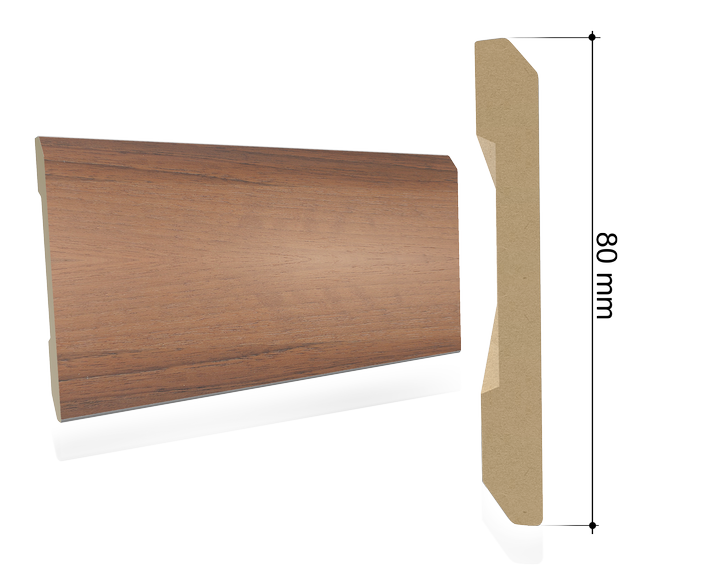 Kit 5 pezzi battiscopa b8 80x10x2250 mm. idro noce nazionale. Foto ufficiale Portalacasa.