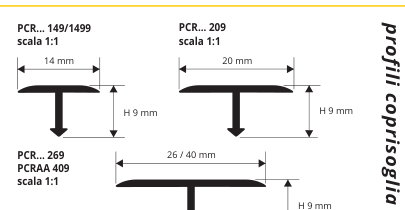 Procover Alluminio anodizzato argento - disegno tecnico