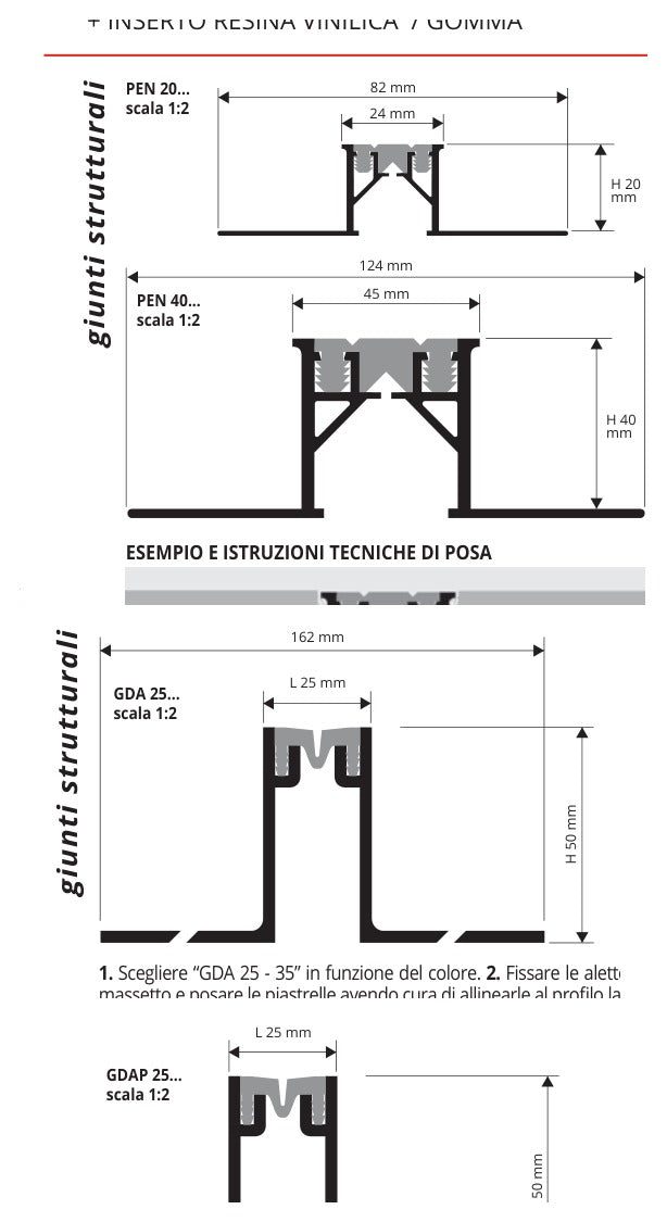 GDA Inserto elastico Nero GDAP barra 3 m - profilo tecnico
