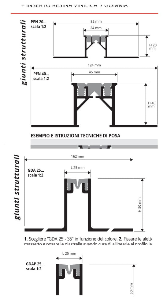 GDA Inserto elastico Nero GDAP barra 3 m - profilo tecnico