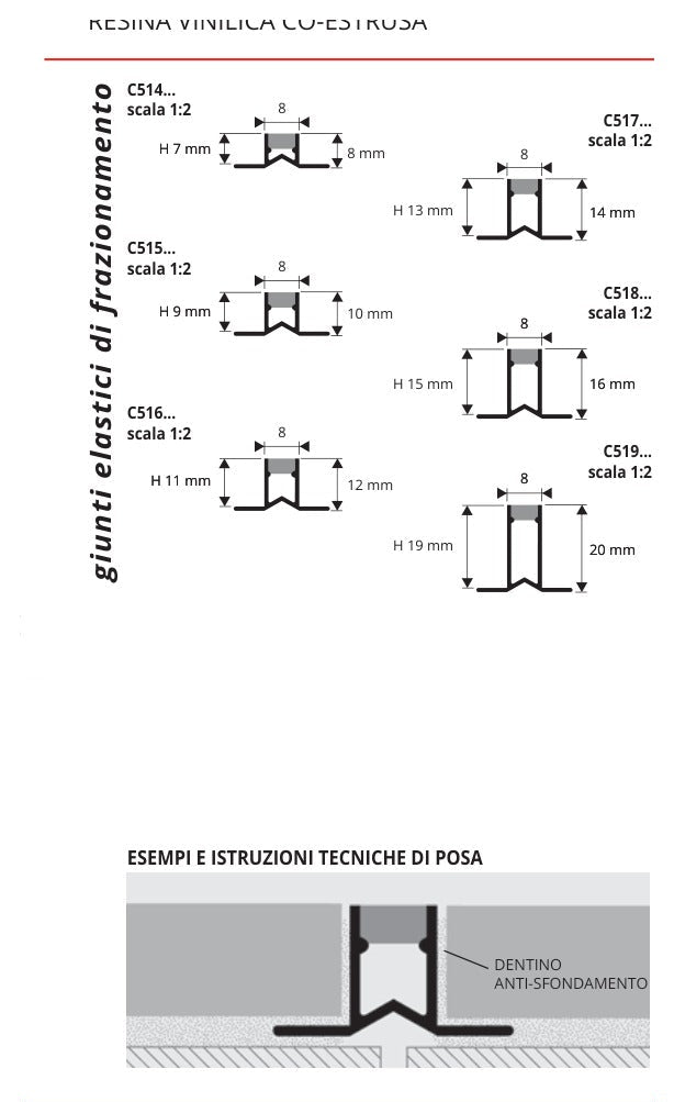 Giunti Posa Colla Inserto elastico Nero - profilo tecnico
