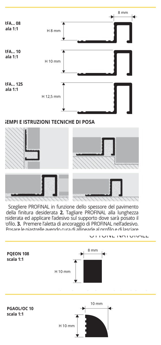 Proangle Ottone lucido - profilo tecnico