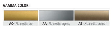 Prowalk - gamma colori alluminio anodizzato AO oro, AA argento e AB bronzo