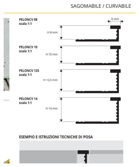 Proelegant Curve Finitura PELONCV - profilo tecnico