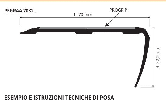 Proend Grip Alluminio anodizzato oro forato - profilo tecnico