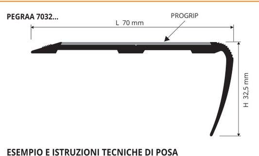 Proend Grip Alluminio anodizzato oro forato - profilo tecnico