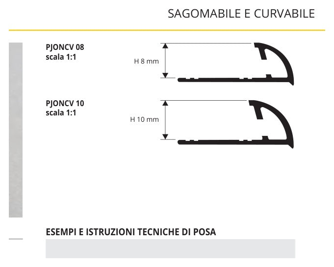 Projolly Curve Finitura PJONCV - profilo tecnico