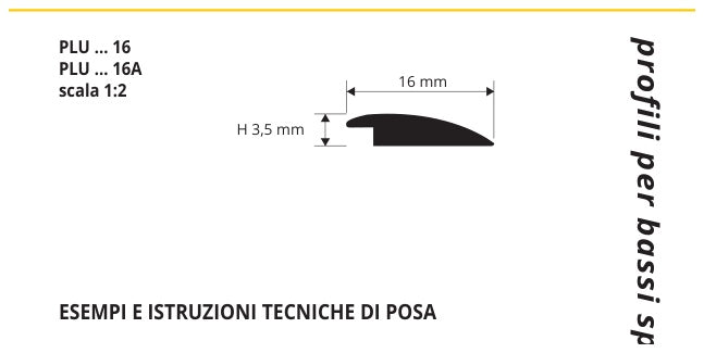 Prolinoleum Alluminio anodizzato argento con adesivo - profilo tecnico