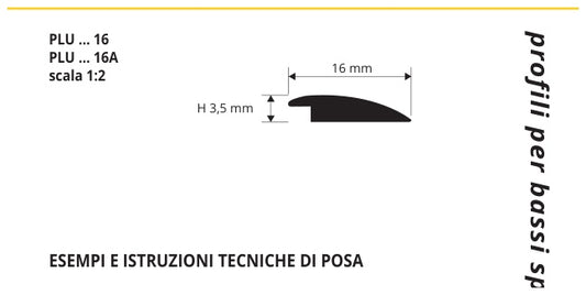 Prolinoleum Alluminio anodizzato argento con adesivo - profilo tecnico