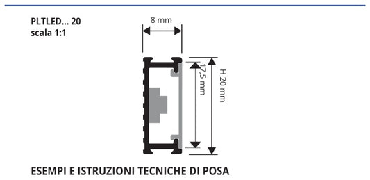 Prolistel LED Alluminio brillantato cromo - profilo tecnico