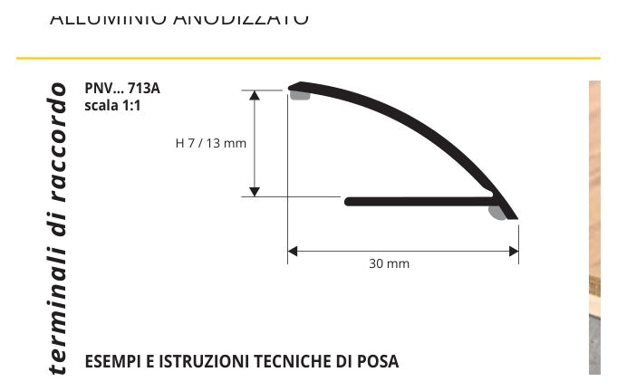 Pronivo Alluminio anodizzato argento con adesivo - profilo tecnico