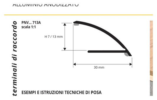 Pronivo Alluminio anodizzato argento con adesivo - profilo tecnico