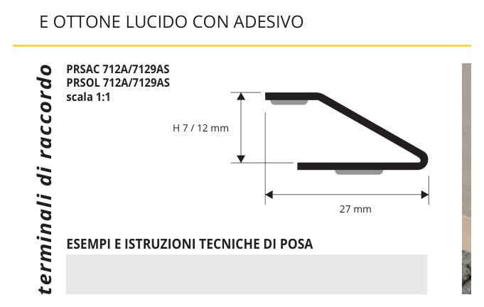 Propress Ottone lucido con adesivo - profilo tecnico