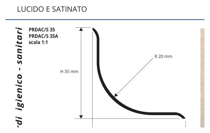 Proround Acciaio inox AISI 304 satinato con adesivo - profilo tecnico