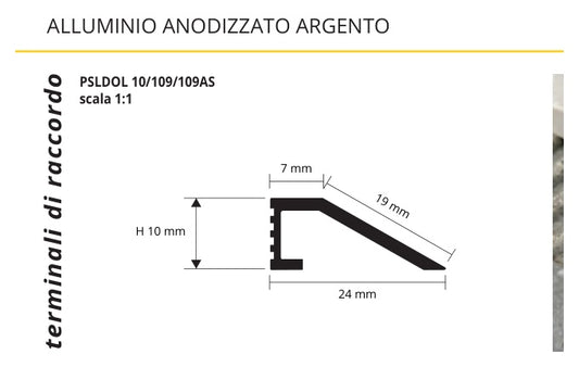 Proskid Alluminio anodizzato argento - profilo tecnico