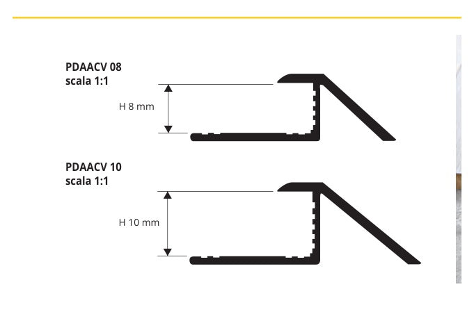 Proslider Curve Finitura PDAACV - profilo tecnico