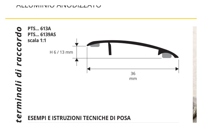 Protrans Alluminio anodizzato argento con adesivo - profilo tecnico