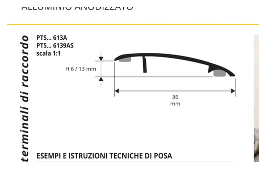 Protrans Alluminio anodizzato argento con adesivo - profilo tecnico