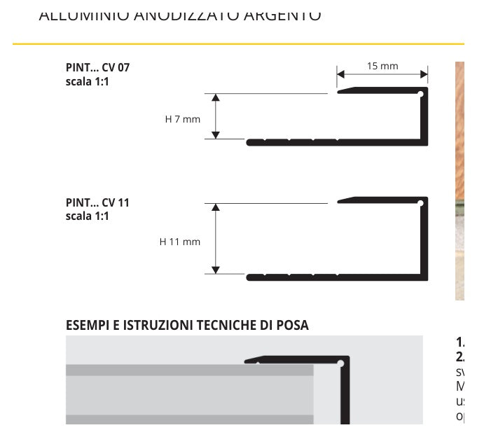 Terminal Curve Finitura PINTAACV - profilo tecnico