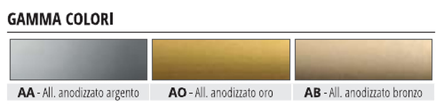Proend Grip - gamma colori: alluminio anodizzato argento, oro e bronzo