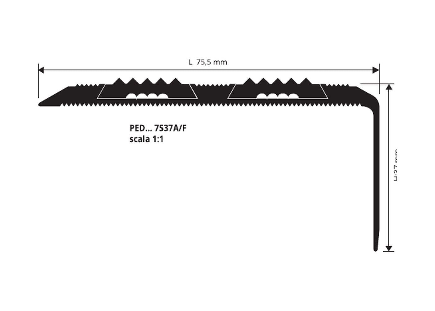 Proend INS 75 - disegno tecnico 37 x 75,5 mm
