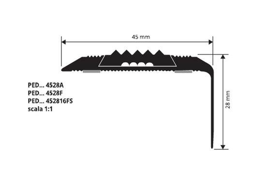 Proend INS - disegno tecnico 28 x 45 mm