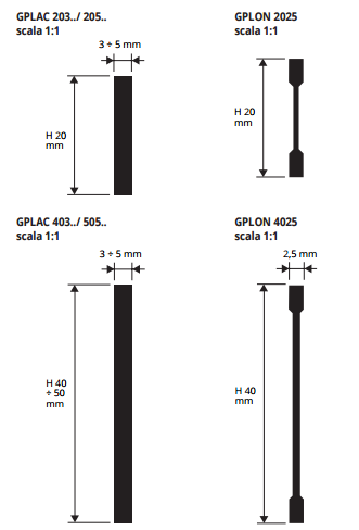 Proflat Progress Profiles - disegni tecnici 20 e 40 mm