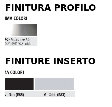 Proflex ACC PR Acciaio inox AISI 304 lucido con inserto Nero E85 - gamma colori