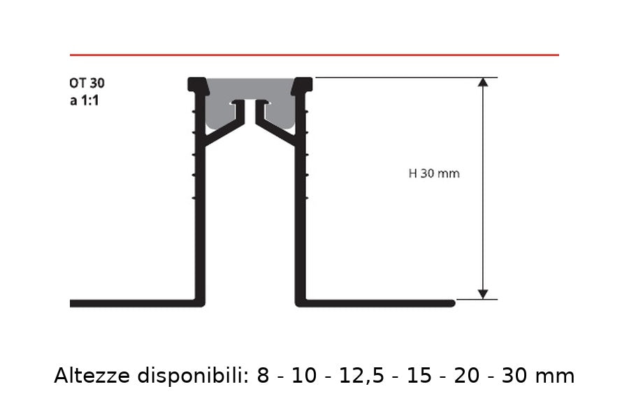 Proflex OT Ottone naturale con inserto Nero E85 - profilo tecnico
