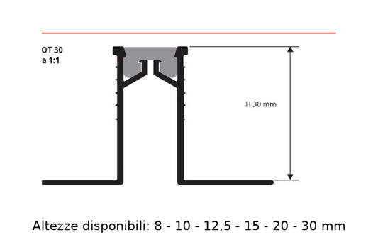 Proflex OT Ottone naturale con inserto Nero E85 - profilo tecnico