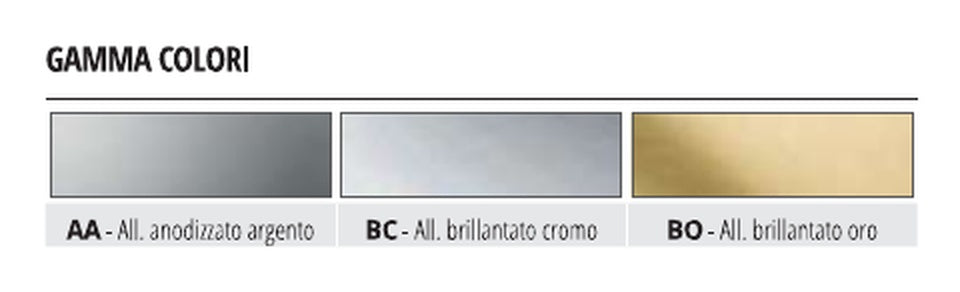 Prointer KL ALL - finiture alluminio AA argento, BC cromo e BO oro