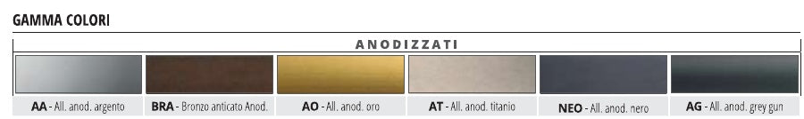 Projolly Quart alluminio anodizzato - gamma colori