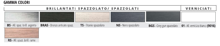 Projolly Quart alluminio spazzolato e verniciato - gamma colori
