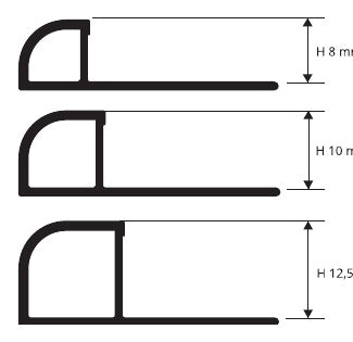 Projolly Quart PVC - disegni tecnici 8, 10 e 12,5 mm