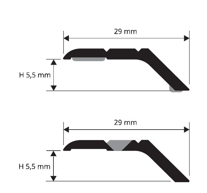 Prolevall 29 Alluminio anodizzato oro forato - disegno tecnico